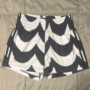 adidas Black and White Wave Pattern Women's Athletic Shorts